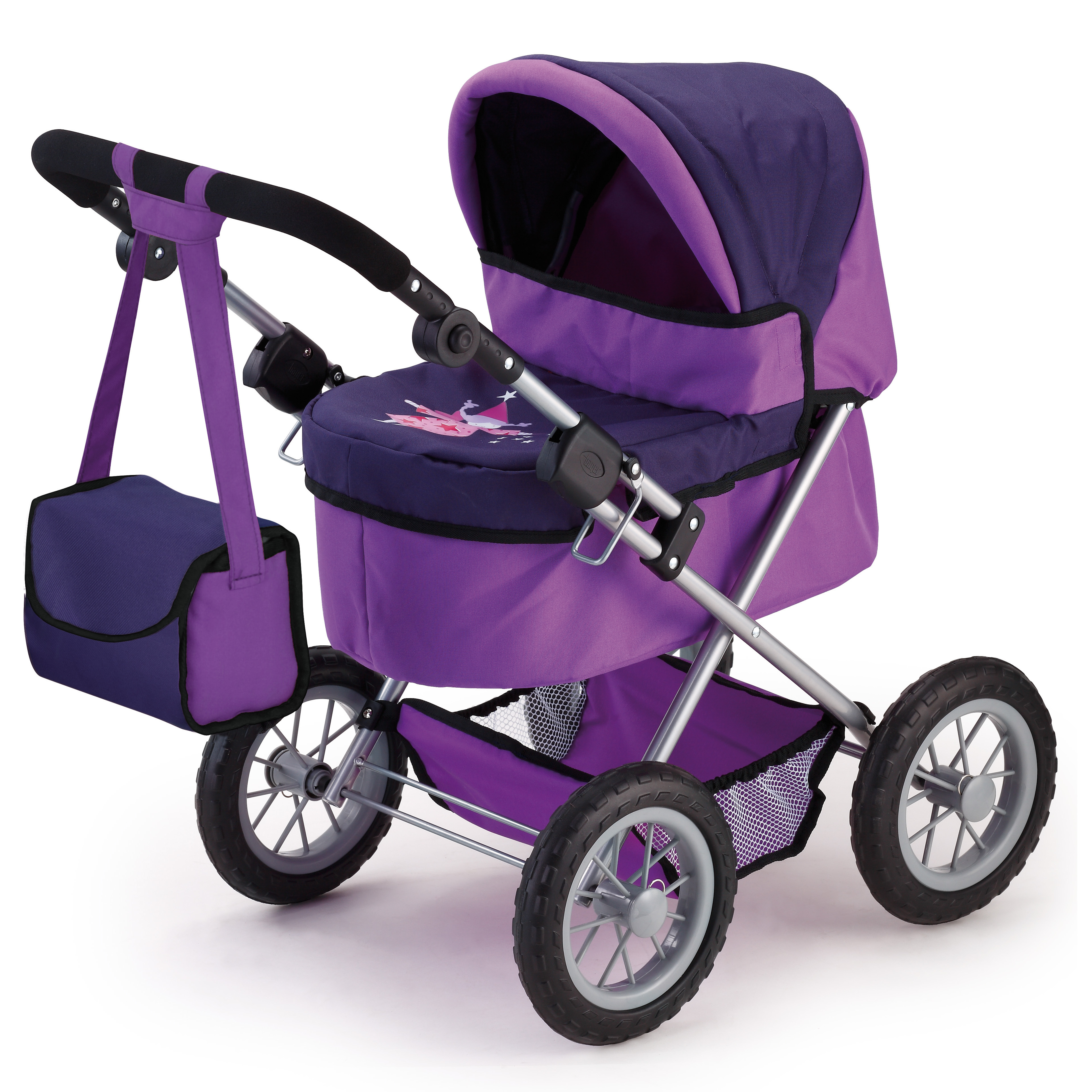 Коляска для кукол Bayer Design Тренди, синий, фиолетовый коляска для кукол bayer design city star серо розовая
