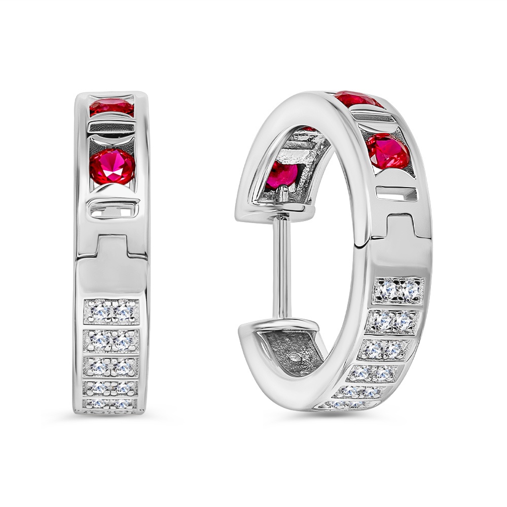 

Серьги конго из серебра 585Gold 702010089, рубин/фианит, 702010089