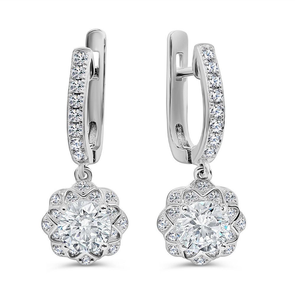 

Серьги подвески из серебра 585Gold 702010086, фианит, 702010086