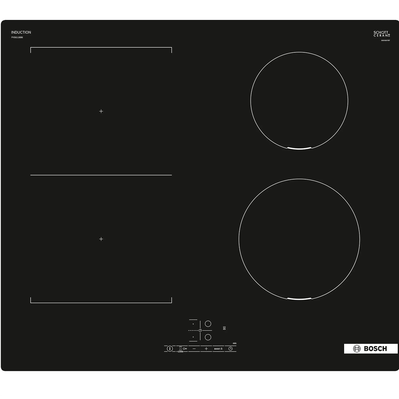 Встраиваемая варочная панель индукционная Bosch PVS611BB6E черный панель ящика bosch 11022551 938204