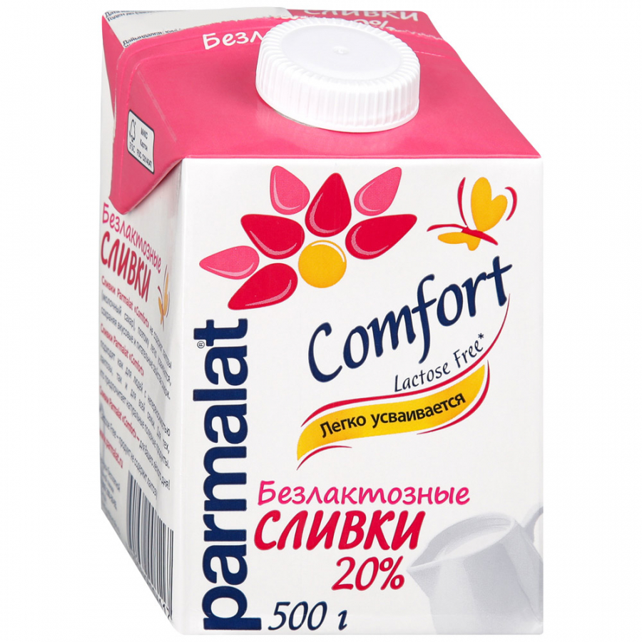 фото Сливки безлактозные parmalat comfort 20% 500г россия