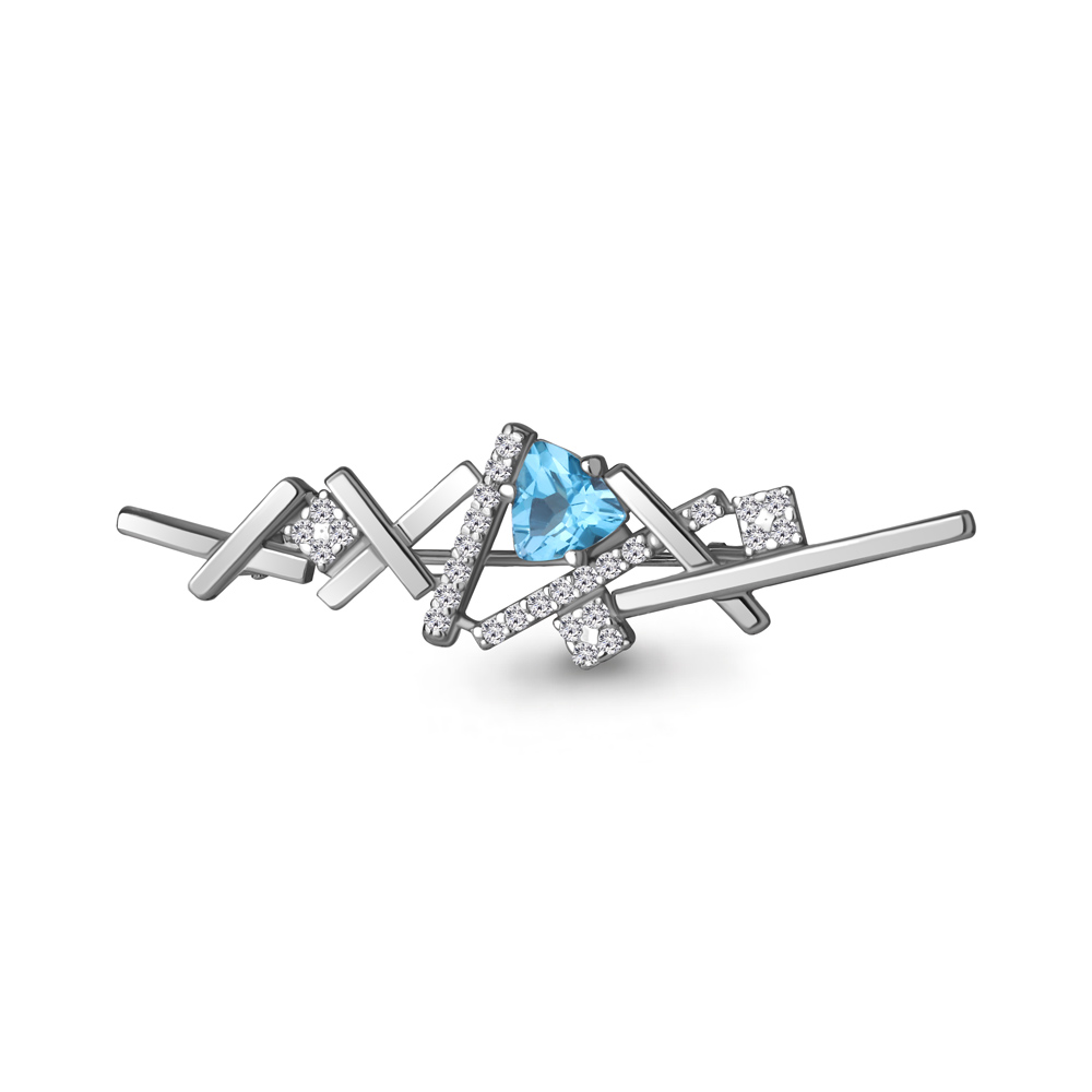 

Брошь из серебра с топазом\фианитом Aquamarine Aquamarine 7739305А_925_р, 7739305А_925_р