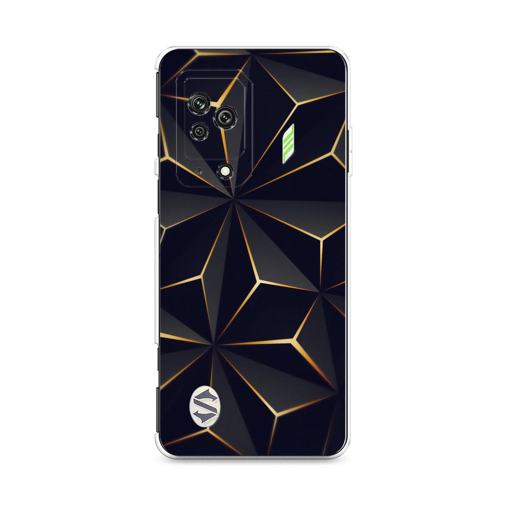 

Чехол на Xiaomi Black Shark 5 "Черные полигоны", Золотистый;черный, 314050-3