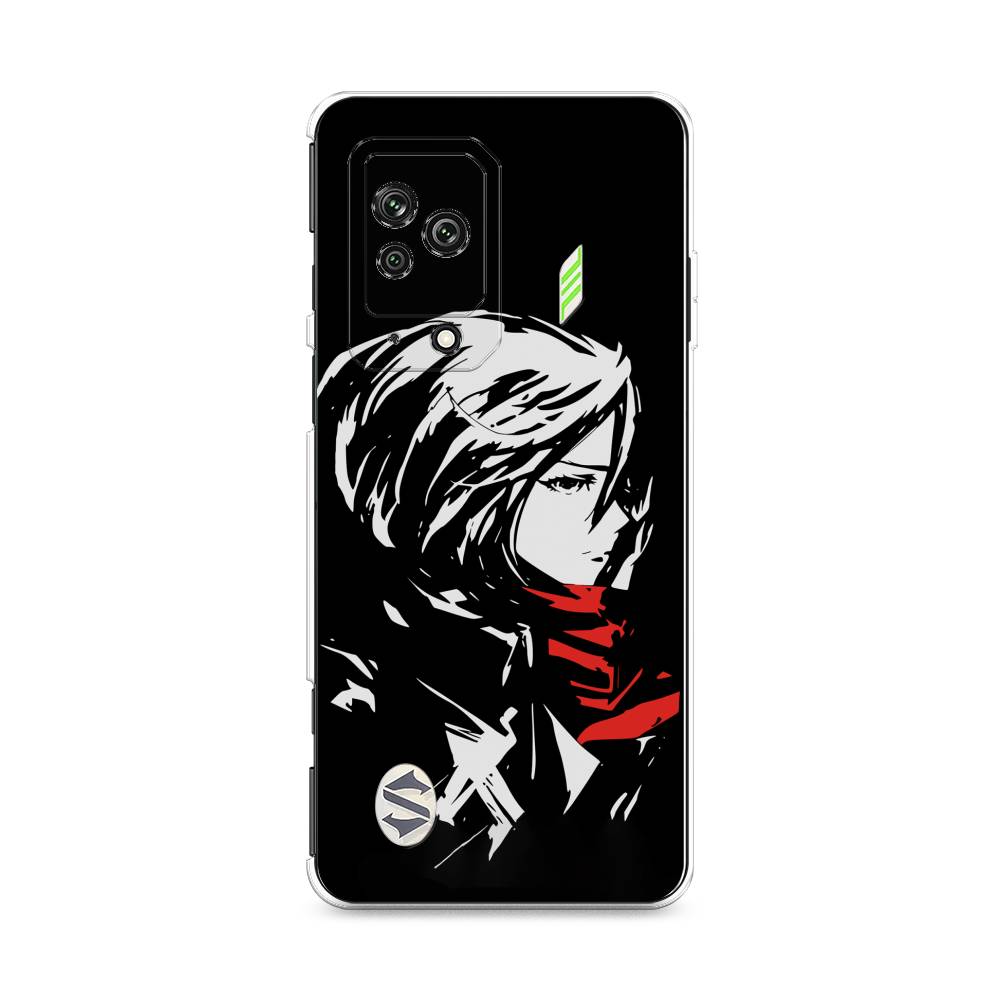 

Чехол на Xiaomi Black Shark 5 "Микаса минимализм", Черный;серый;красный, 314050-4