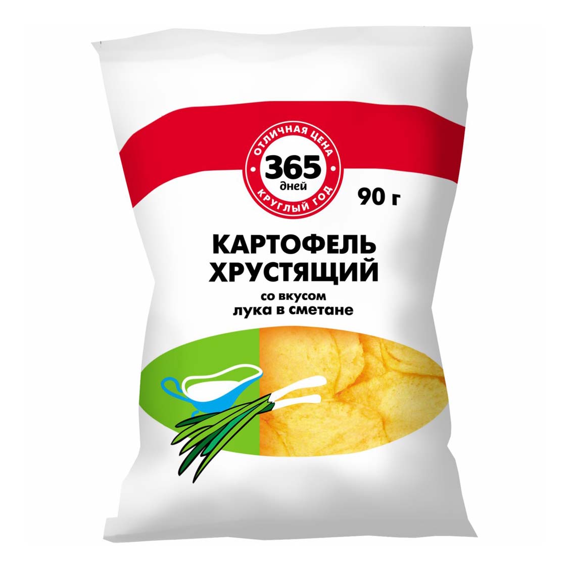 Чипсы картофель хрустящий 365 Дней со вкусом лука в сметане 365 дней