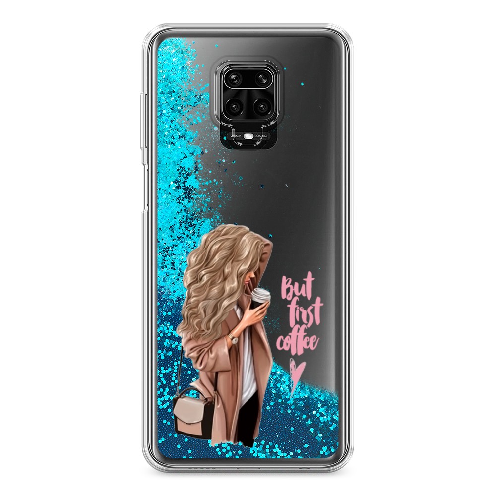 

Жидкий чехол с блестками "Девушка с кофе" на Xiaomi Redmi Note 9S, Девушка с кофе