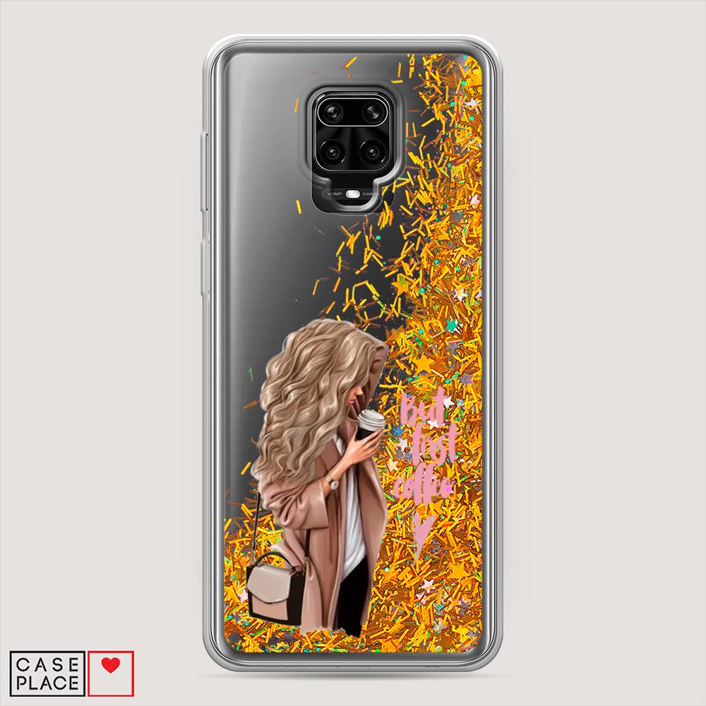 

Жидкий чехол с блестками "Девушка с кофе" на Xiaomi Redmi Note 9S, Девушка с кофе