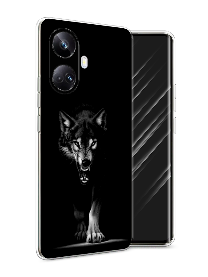 

Чехол Awog на Realme 10 Pro+ "Волк выходит из ночи", Серый;черный;белый, 2512350-1