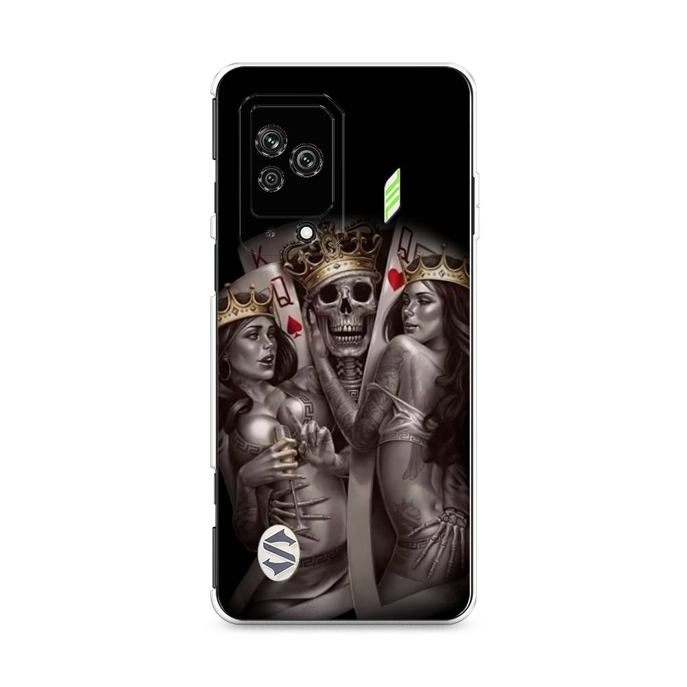 

Чехол на Xiaomi Black Shark 5 "Карты король и королевы", Серый;желтый, 314050-6