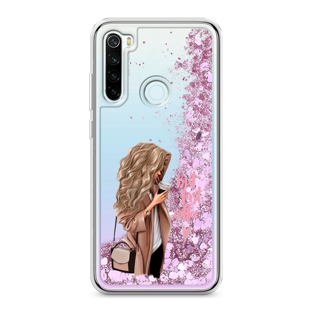 

Жидкий чехол с блестками "Девушка с кофе" на Xiaomi Redmi Note 8T, Девушка с кофе