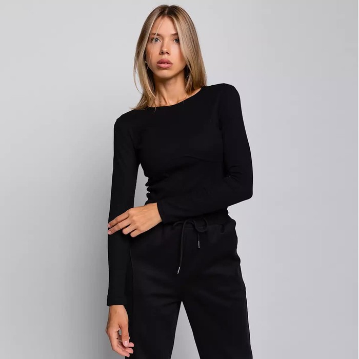 Лонгслив женский DOMMOD 10133426 черный 44-46 RU