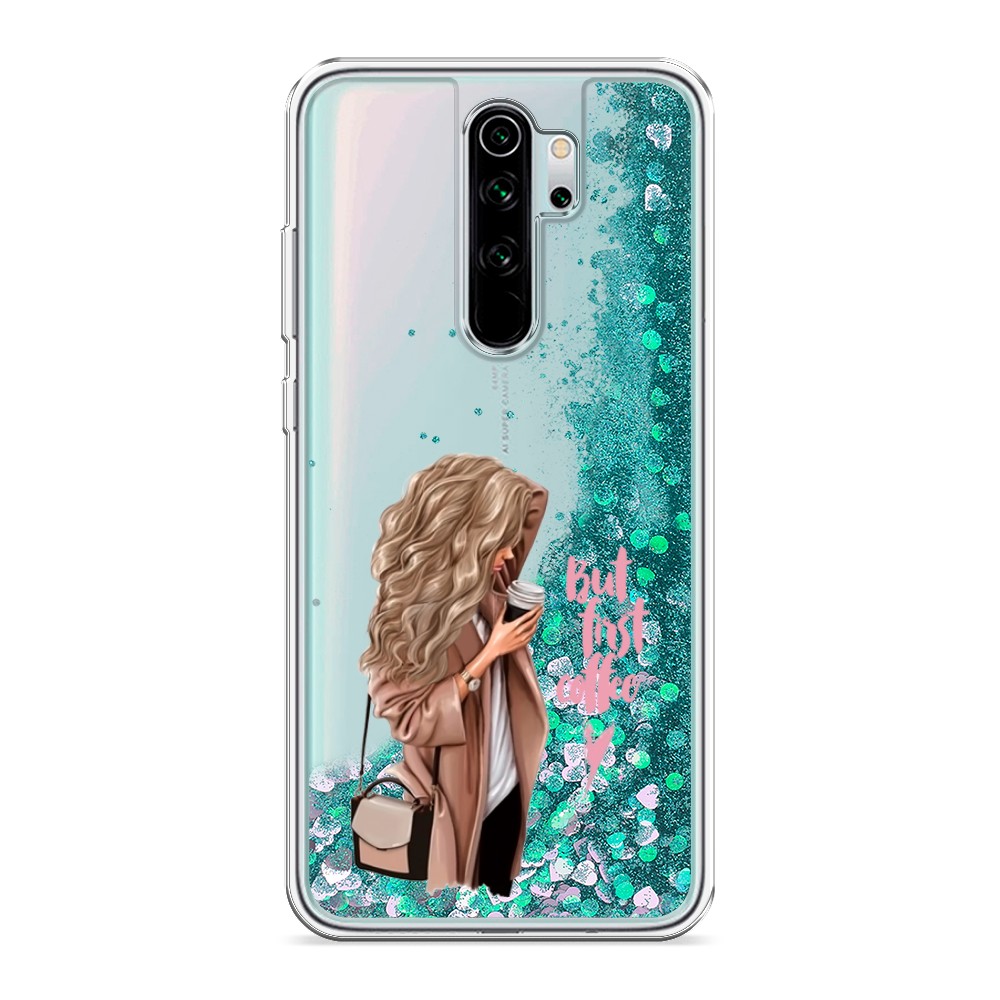 

Жидкий чехол с блестками "Девушка с кофе" на Xiaomi Redmi Note 8 Pro, Девушка с кофе