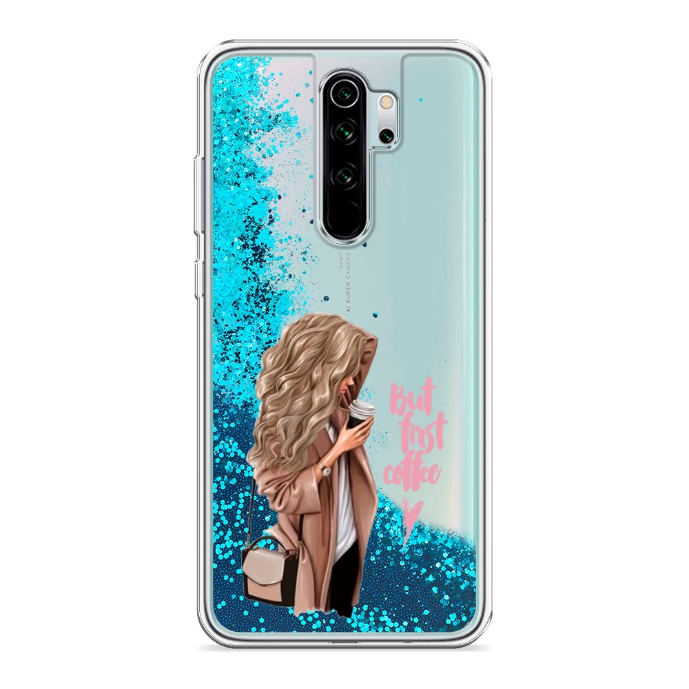 

Жидкий чехол с блестками "Девушка с кофе" на Xiaomi Redmi Note 8 Pro, Девушка с кофе