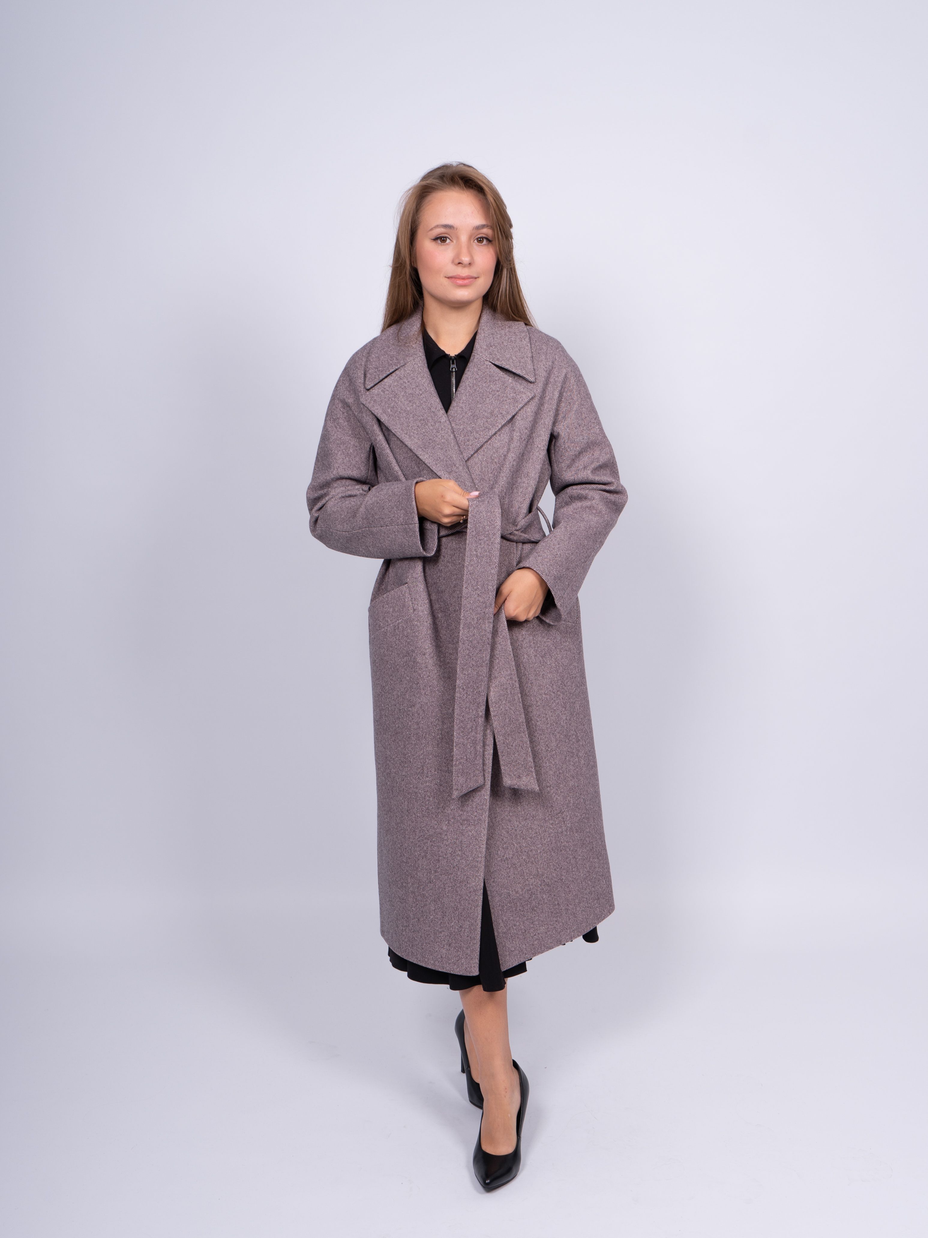 Пальто женское 365 clothes KR-135_1-Рубчик коричневое 40 RU