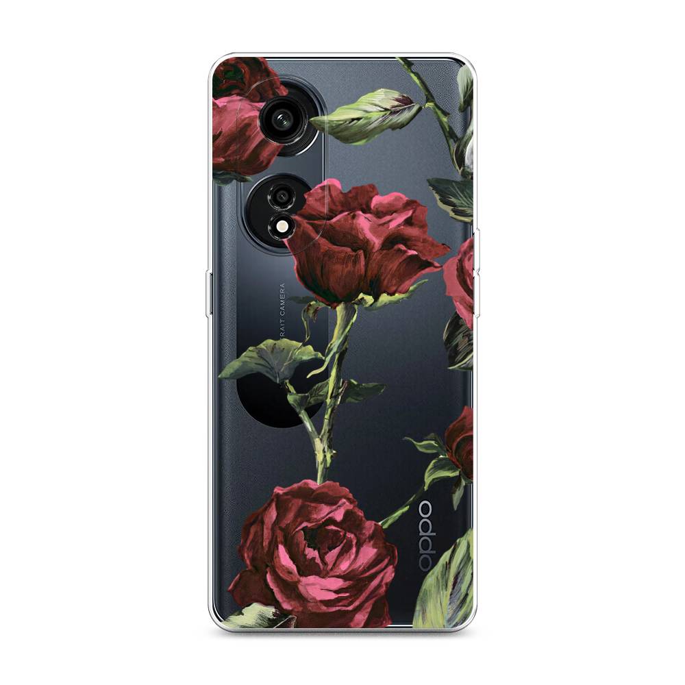 Чехол Awog на Oppo A1 Pro Бордовые розы фон