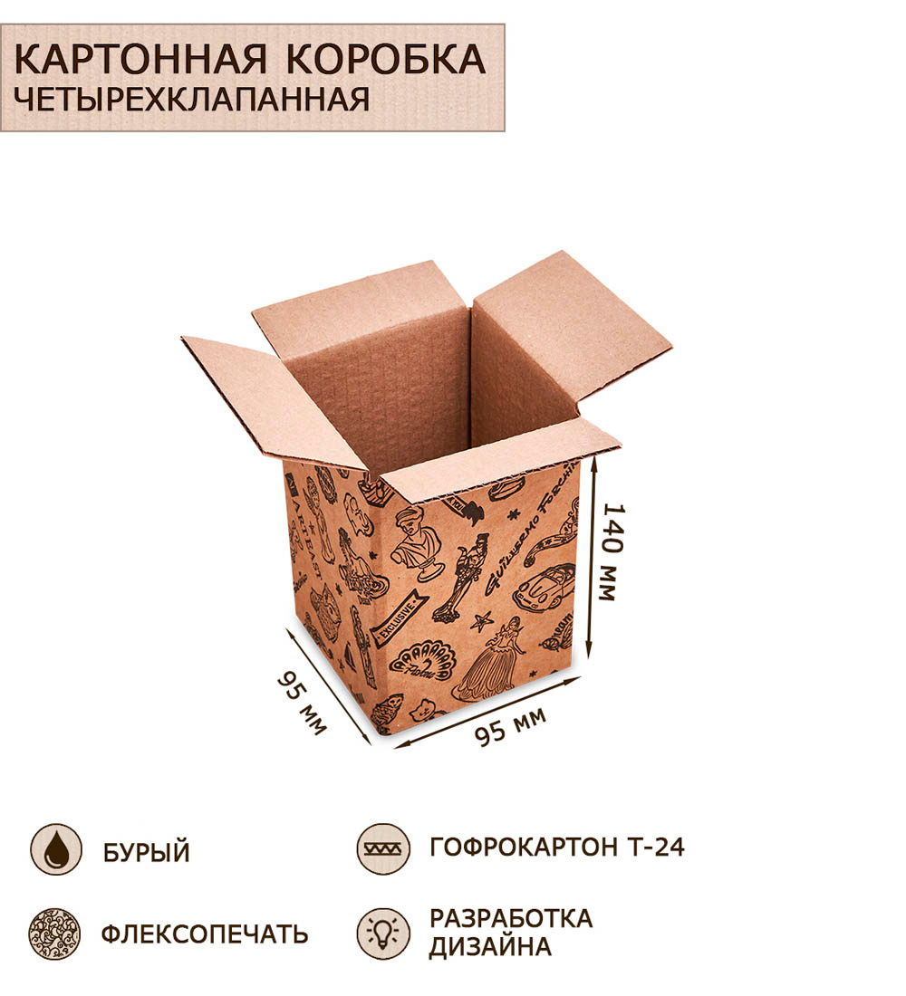 

Коробка Art East 4-х клапанная гофрокартон 95х95х140, 40шт, ГКП-20_40