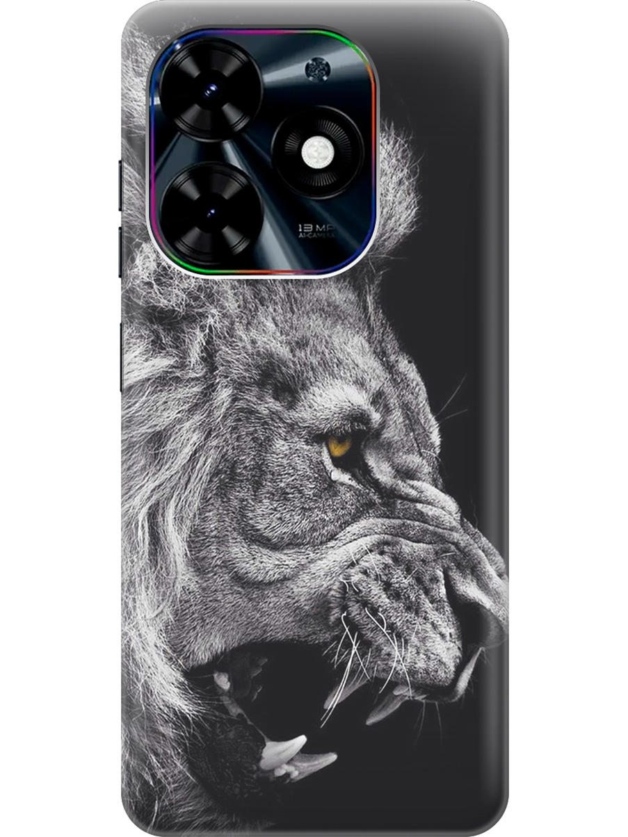 

Силиконовый чехол на Infinix Hot 40i с рисунком "Морда льва", Серый;черный, 20011891