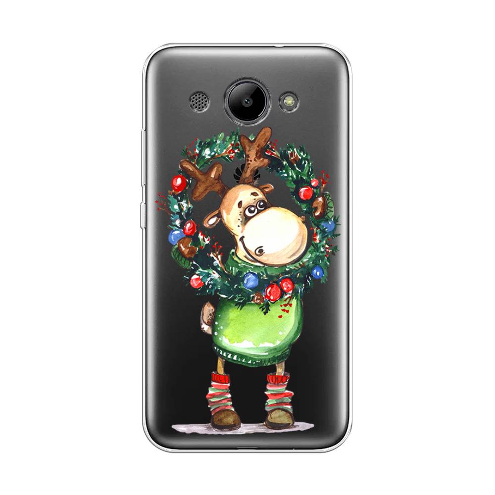 

Чехол на Huawei Y3 2017 "Олень с новогодним венком", 62650-4