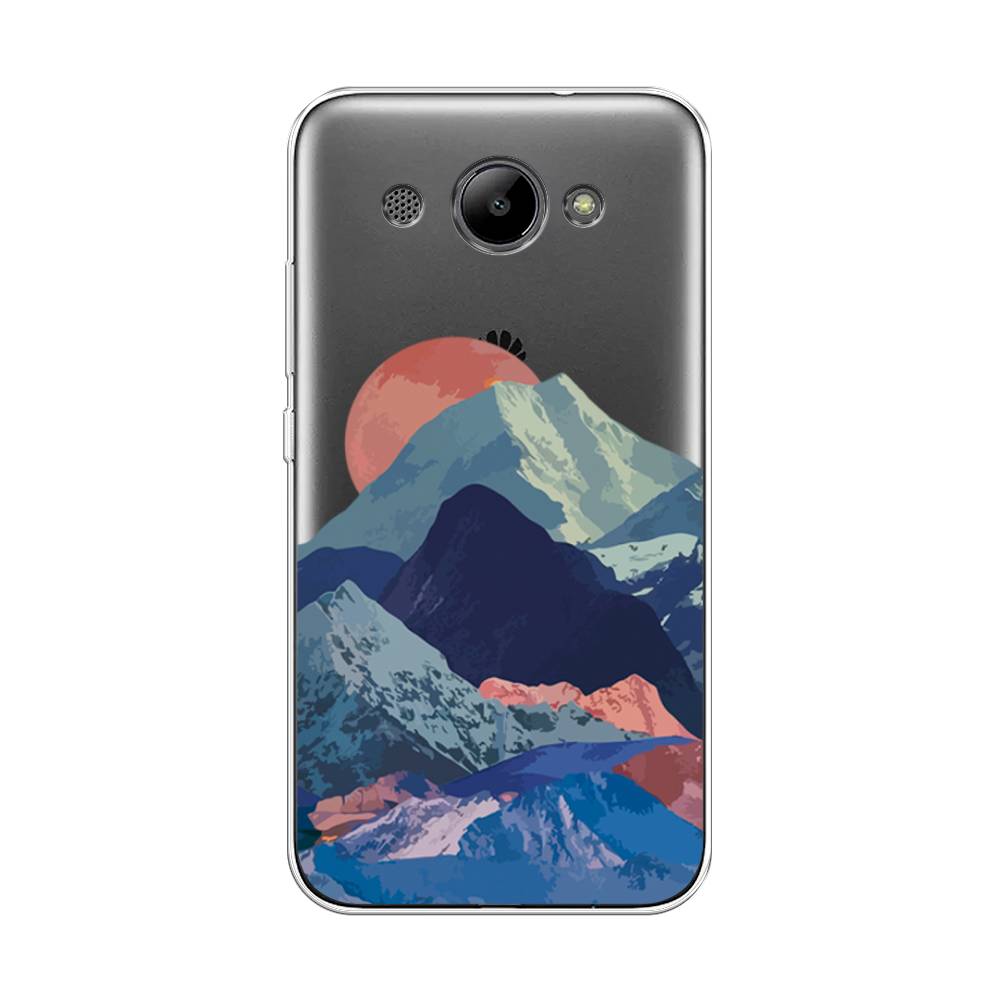 

Чехол на Huawei Y3 2017 "Закат в снежных горах", Красный;серый;голубой, 62650-2