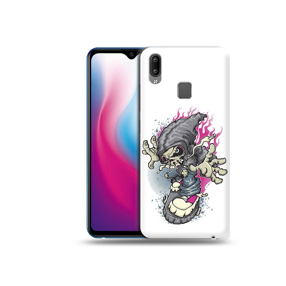 фото Чехол mypads tocco для vivo y93 lite нарисованный скелет на скейт борде