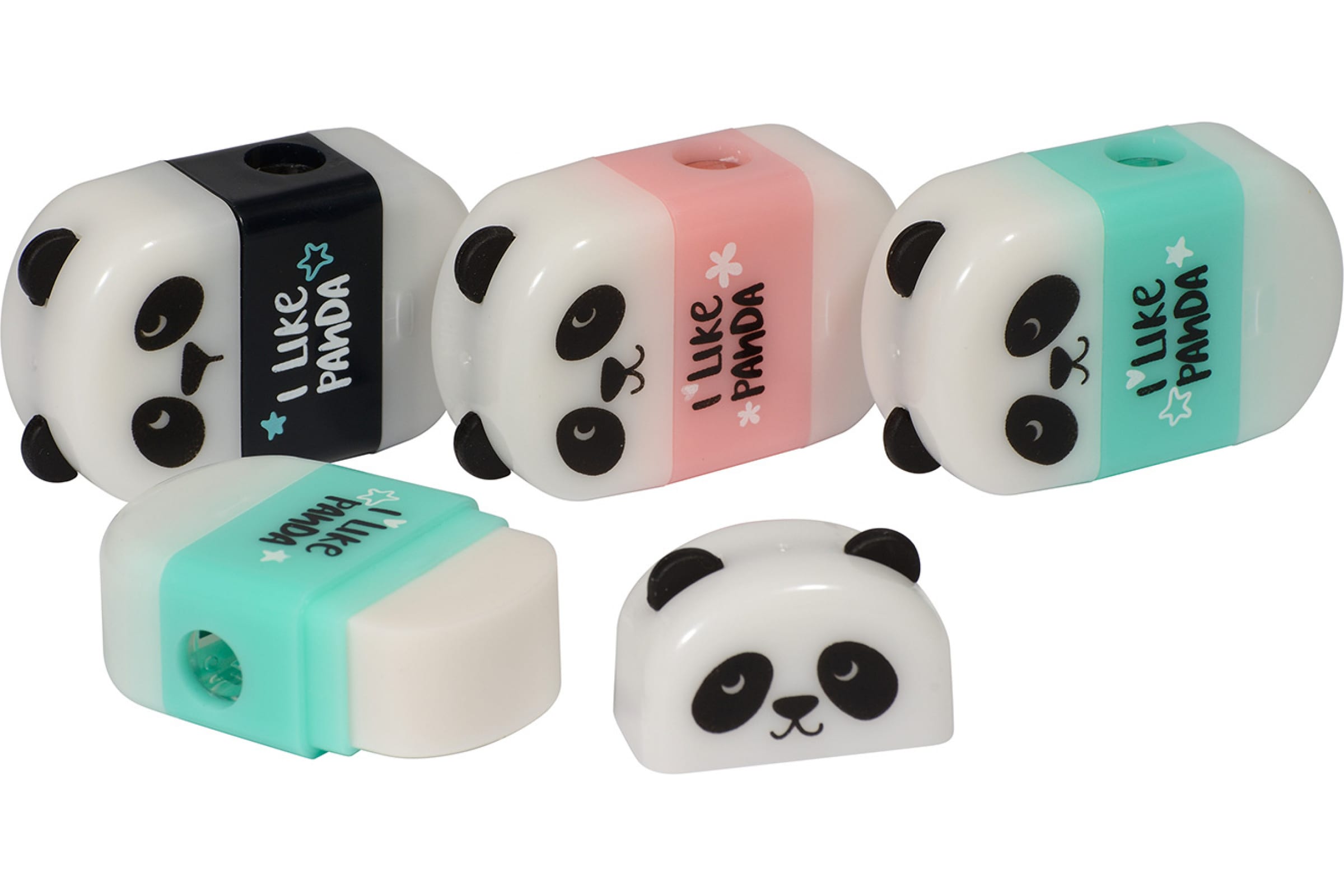 фото Точилка с контейнером и ластиком "fungraphix. панда", 3 цвета, арт. 35-0037 цена за 1 шт. brunovisconti