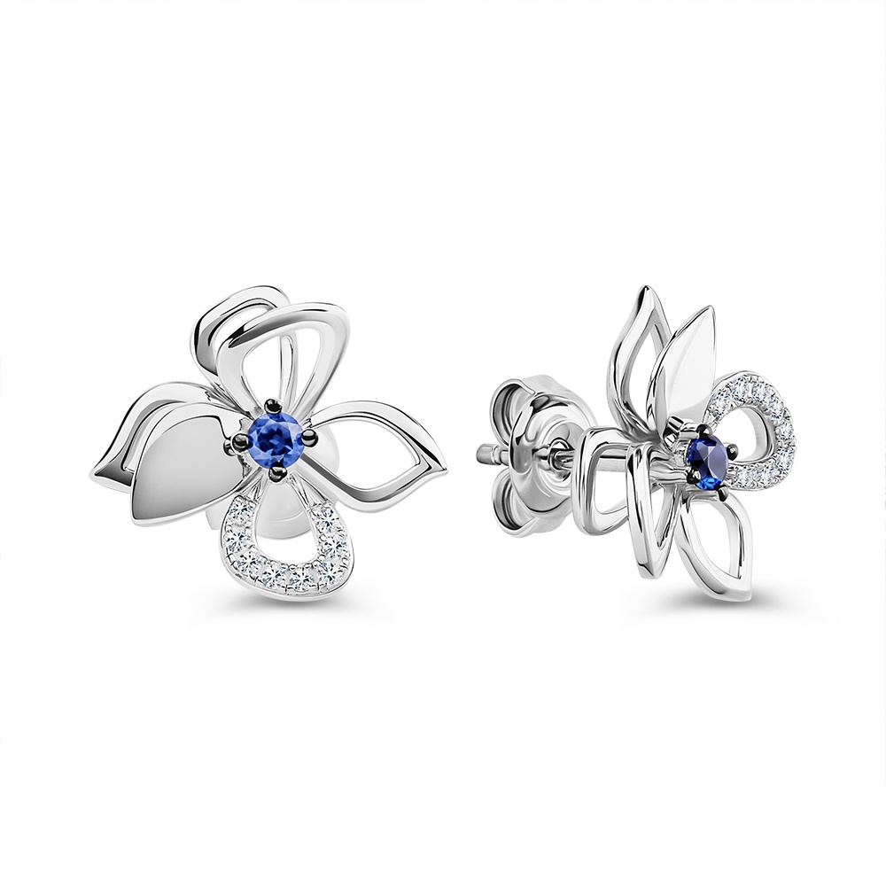 

Серьги пусеты из серебра 585Gold 702009943, фианит, 702009943