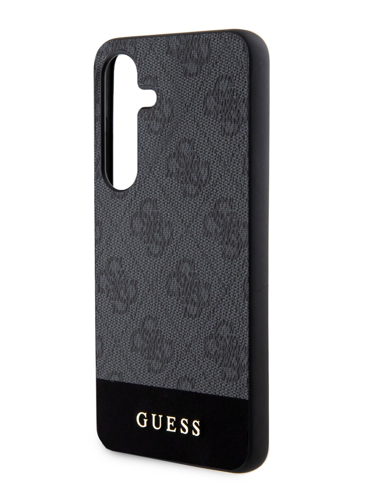 

Чехол Guess для Samsung Galaxy S24 из экокожи 4G Bottom stripe Metal logo Hard Black, Черный