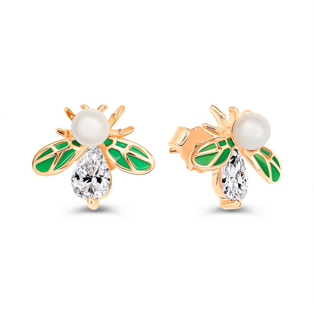 

Серьги пусеты из серебра 585Gold 702009794, жемчуг искусственный, 702009794