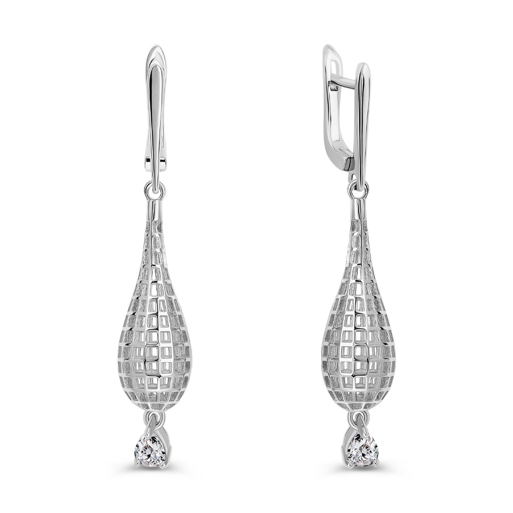 

Серьги подвески из серебра 585Gold 702009790, фианит, 702009790