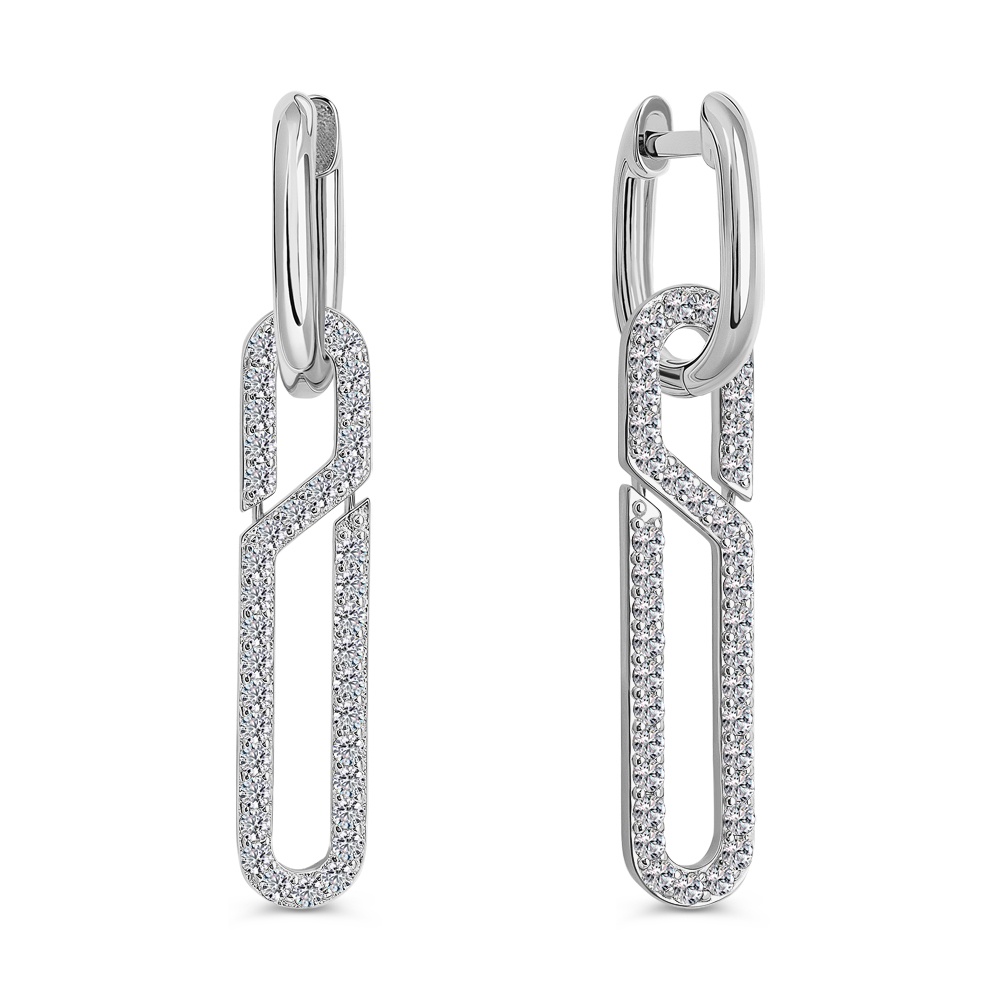 

Серьги трансформеры из серебра 585Gold 702009787, фианит, 702009787