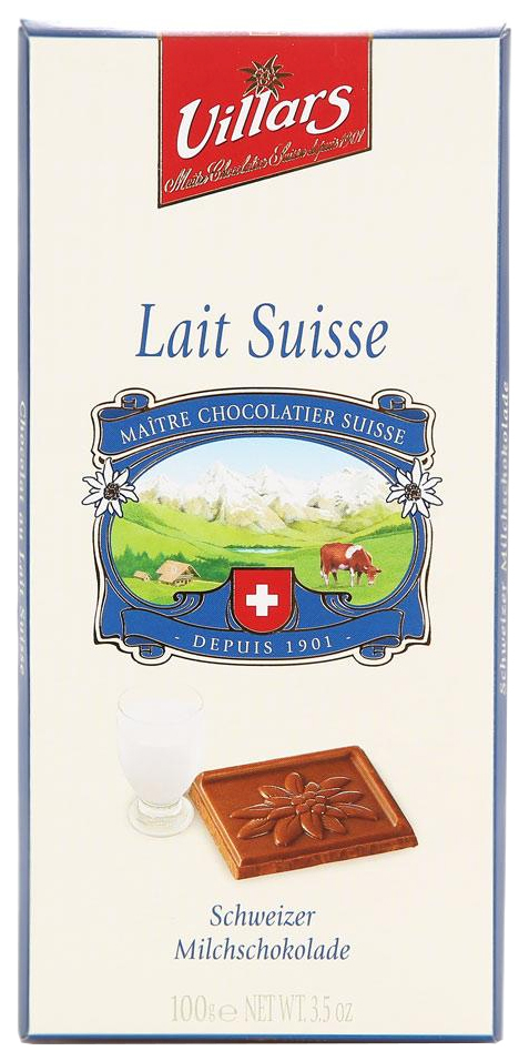 Шоколад молочный, Villars, 100 г, Швейцария