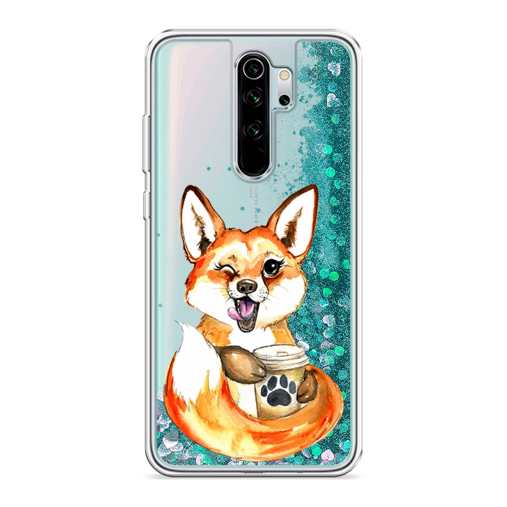 

Жидкий чехол с блестками "Подмигивающая лиса с кофе" на Xiaomi Redmi Note 8 Pro, 36695-1