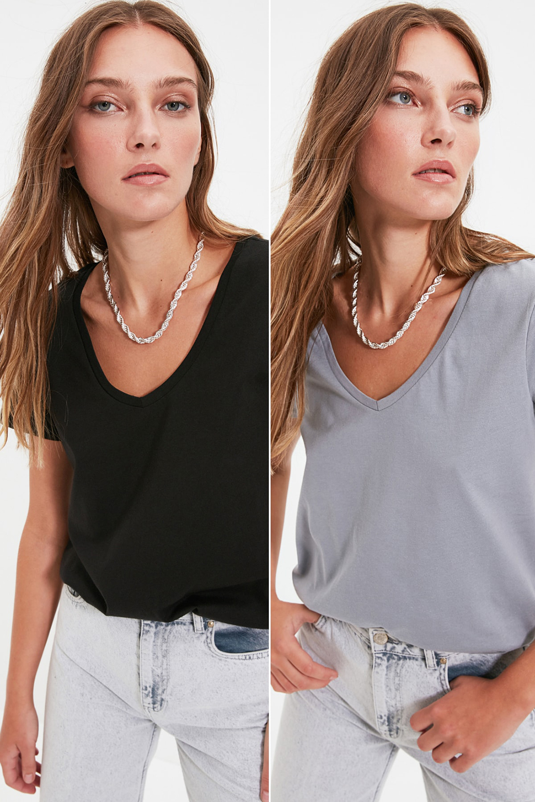 

Комплект футболок женских Trendyol TWOSS20TS0142 черных XL, TWOSS20TS0142