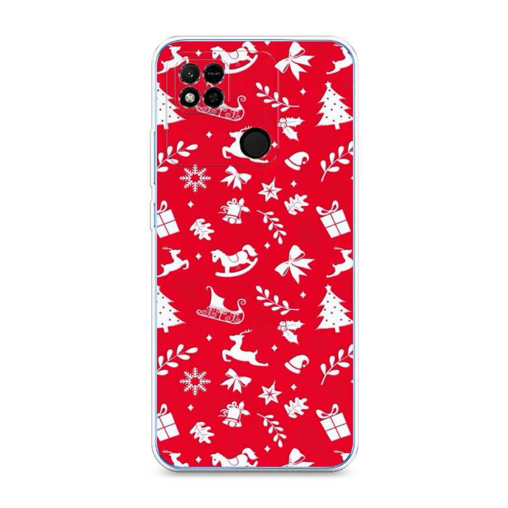 

Чехол на Xiaomi Redmi 10A "Красный новогодний фон", Красный;белый, 313950-5