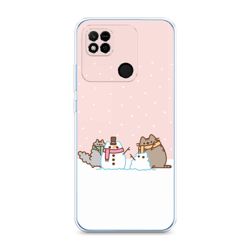 

Чехол на Xiaomi Redmi 10A "Котики в снегу", Розовый;белый;серый, 313950-5