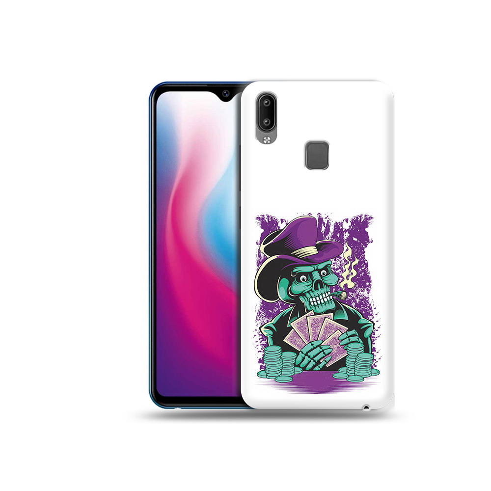 

Чехол MyPads Tocco для Vivo Y93 Lite зеленый череп с картами, Прозрачный, Tocco