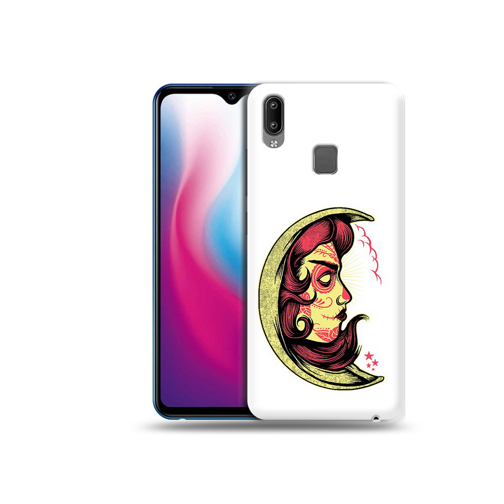

Чехол MyPads Tocco для Vivo Y93 Lite желтый полумесяц с лицом девушки, Прозрачный, Tocco