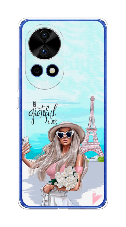 

Чехол на Huawei Nova 12 Pro "Селфи Париж", Голубой;бежевый, 6123150-1