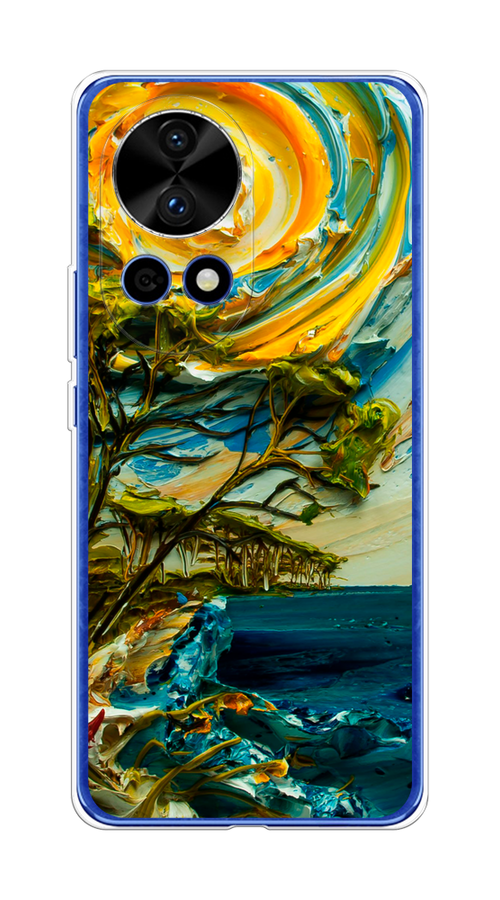 

Чехол на Huawei Nova 12 Pro "Солнце живопись", Желтый;синий, 6123150-1