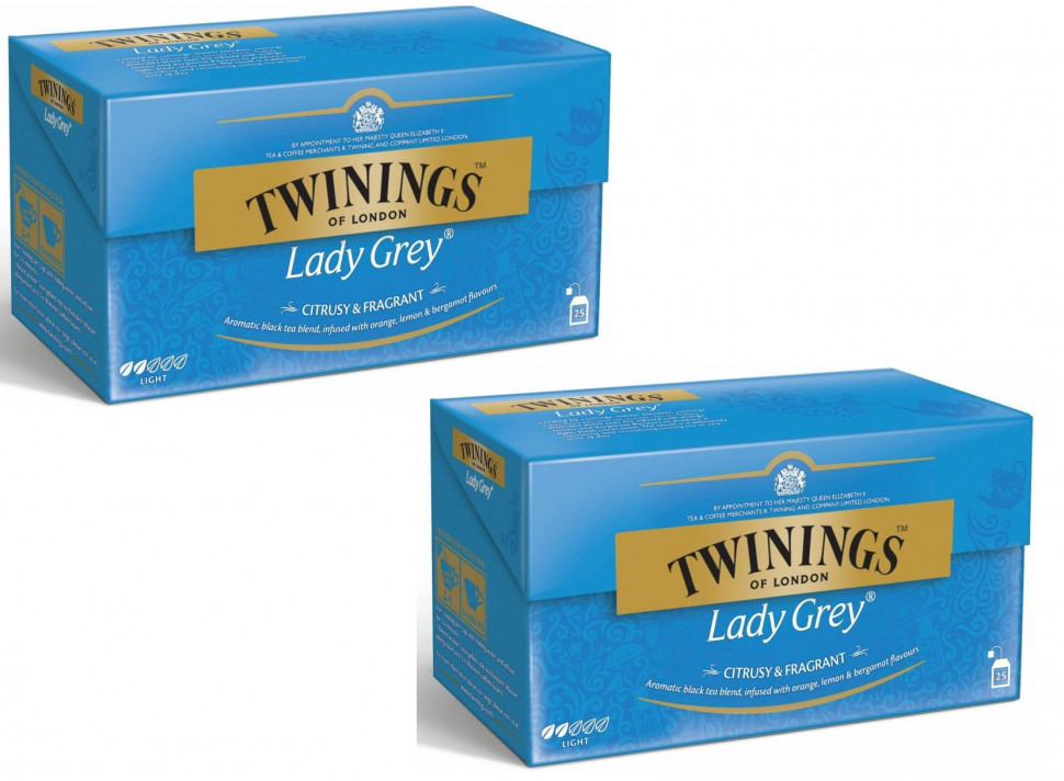 чай черный Twinings Lady Grey 2г x 25 пакетиков, 2 шт