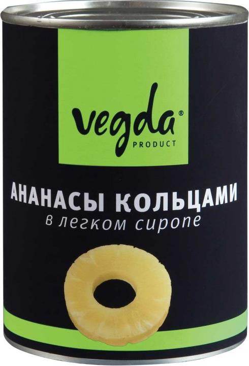 фото Ананасы vegda колечки в легком сиропе vegda product