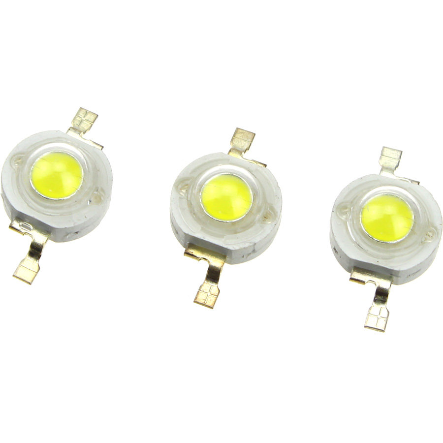 

Светодиод 1W 120-130Lm, белый холодный, 350mA, 1Вт, 6000-6500К, упаковка 3шт