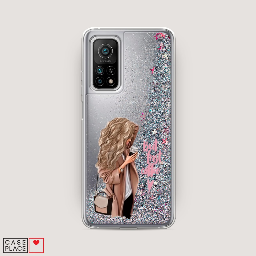 

Жидкий чехол с блестками "Девушка с кофе" на Xiaomi Mi 10T Pro, Девушка с кофе