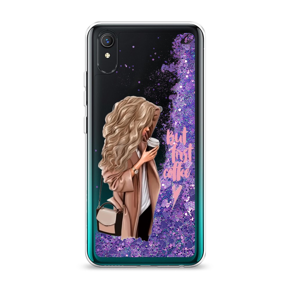 

Жидкий чехол с блестками "Девушка с кофе" на Vivo Y1s, Девушка с кофе
