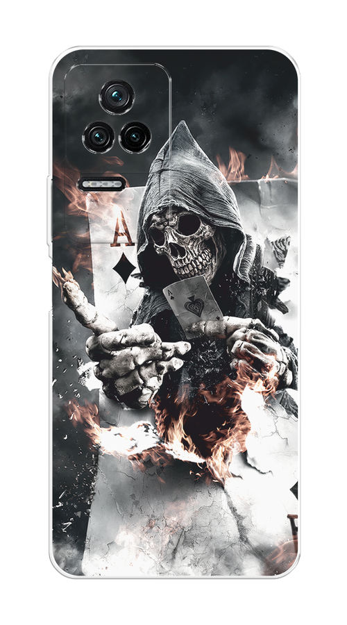 

Чехол на Xiaomi Poco F4/Redmi K40S "Карты черепа в капюшоне", 314650-1