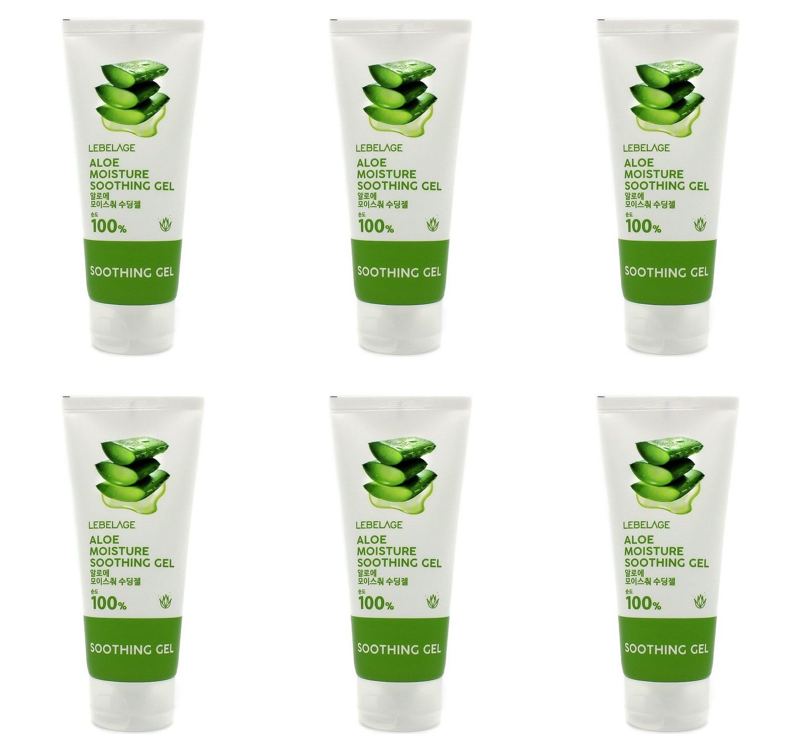 Гель для лица и тела Lebelage Aloe moisture purity 100% soothing gel с алоэ 100 мл 6 шт