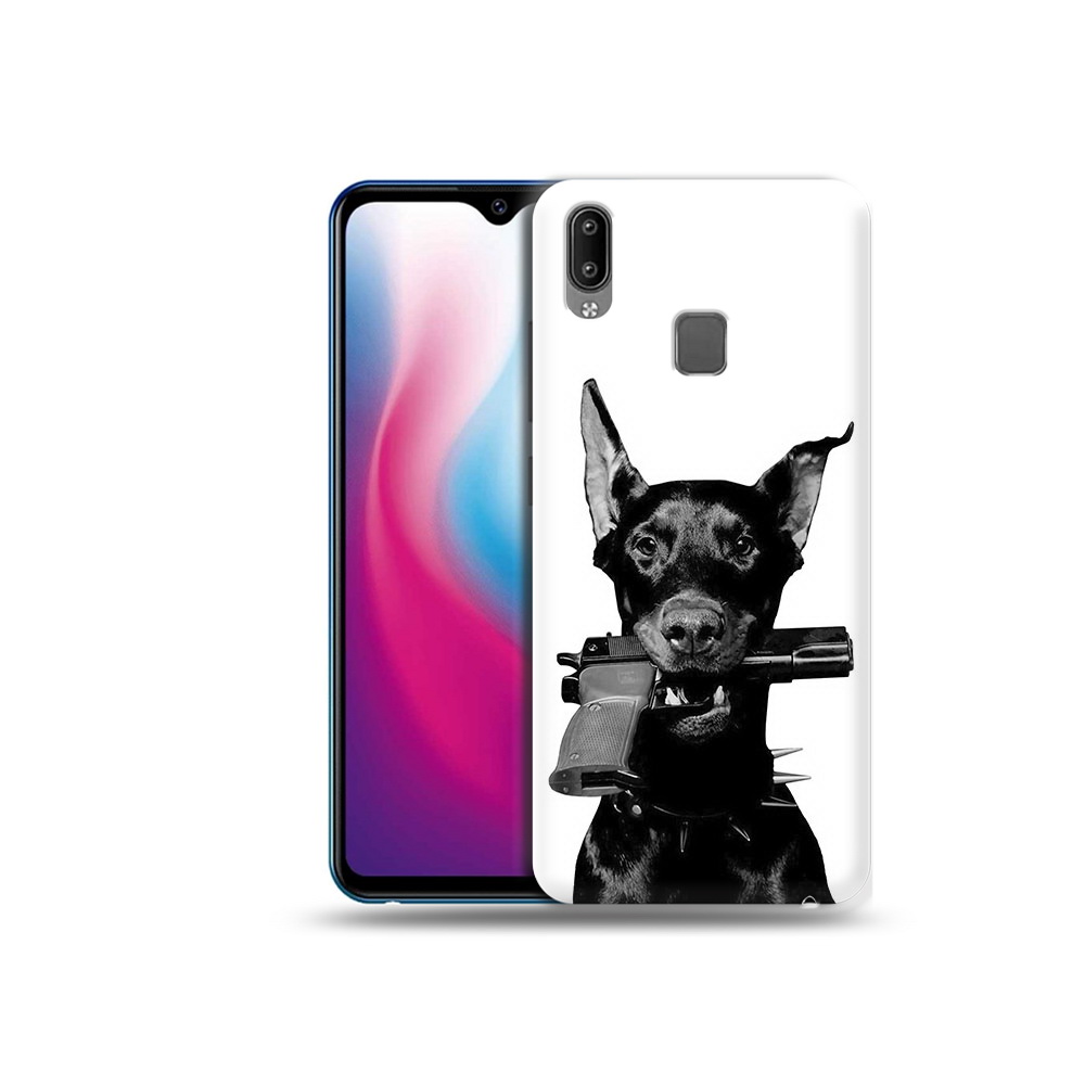 

Чехол MyPads Tocco для Vivo Y93 Lite доберман с пистолетом, Прозрачный, Tocco
