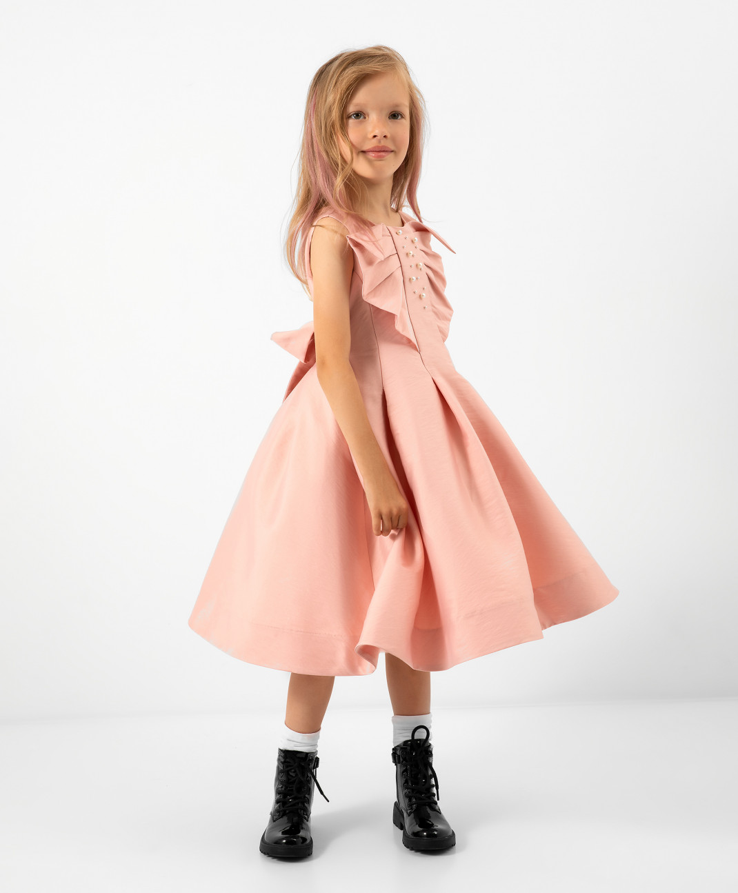 

Платье из плотного сатина с пышной юбкой розовое Gulliver 222GPGMC2508 р.128, 222GPGMC2508