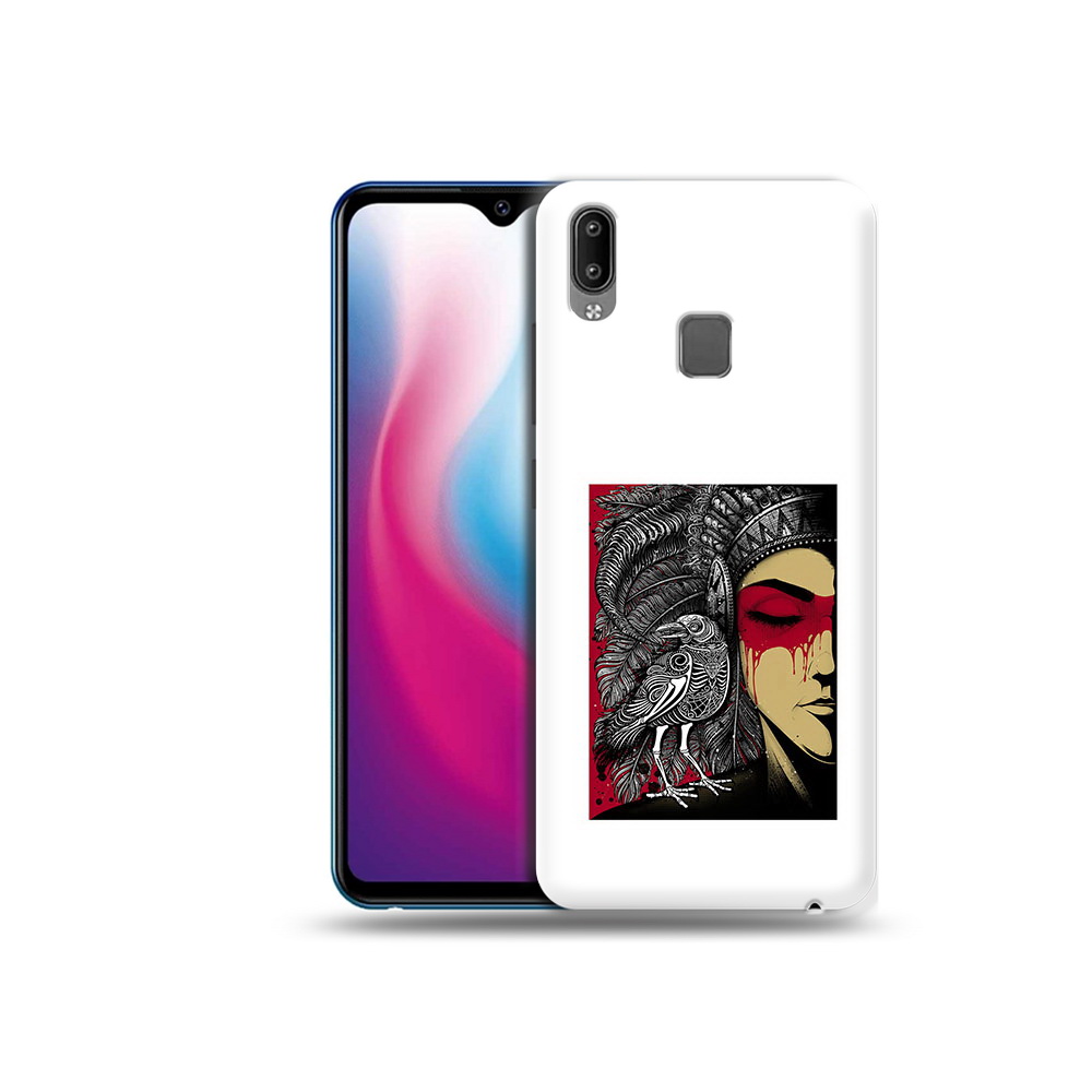 

Чехол MyPads Tocco для Vivo Y93 Lite девушка с вороном в абстракции, Прозрачный, Tocco
