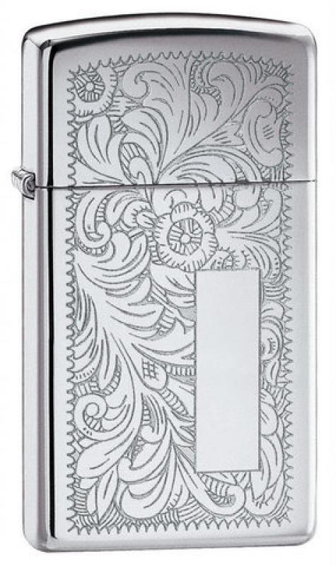 

Бензиновая зажигалка Zippo Slim Venetian High Polish Chrome, Золотистый, Slim Venetian